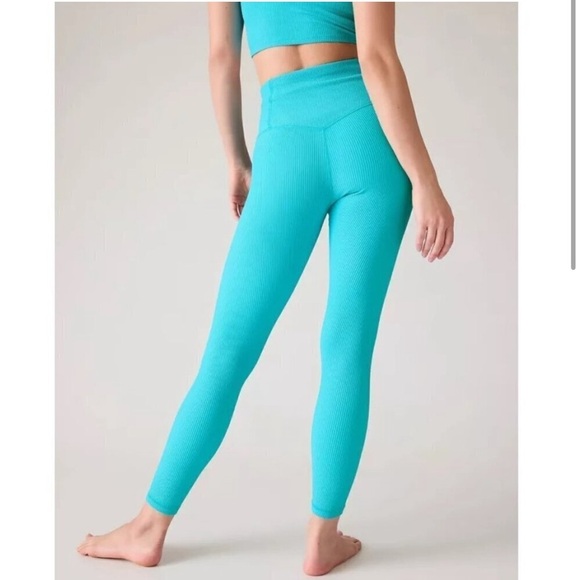 Athleta Elation Rib Ultra High Rise Tight Leggings Size: XS TALL Bora Bora Blue - Picture 1 of 7